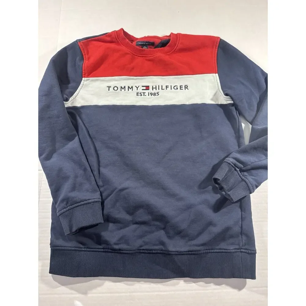 Tommy Hilfiger Boys Pullover Crewneck Sweatshirt Colorblock Logo XL